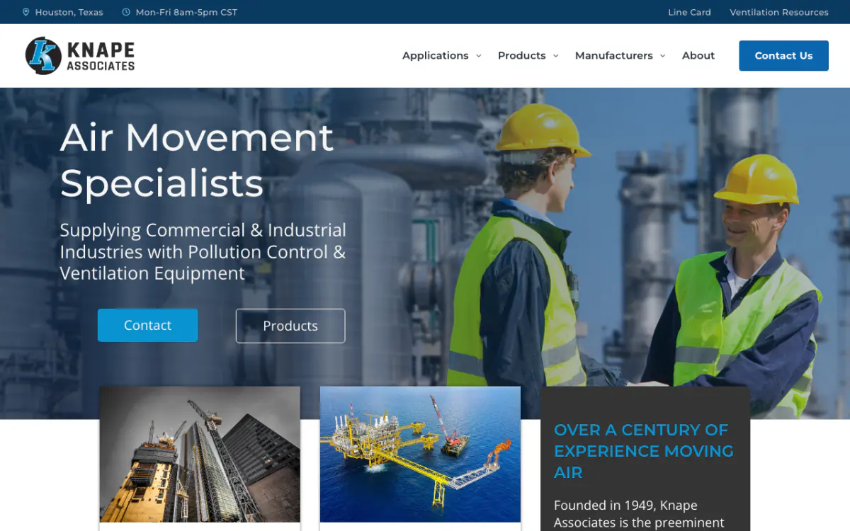 B2B website redesign after: the new homepage of an industrial ventilation supplier