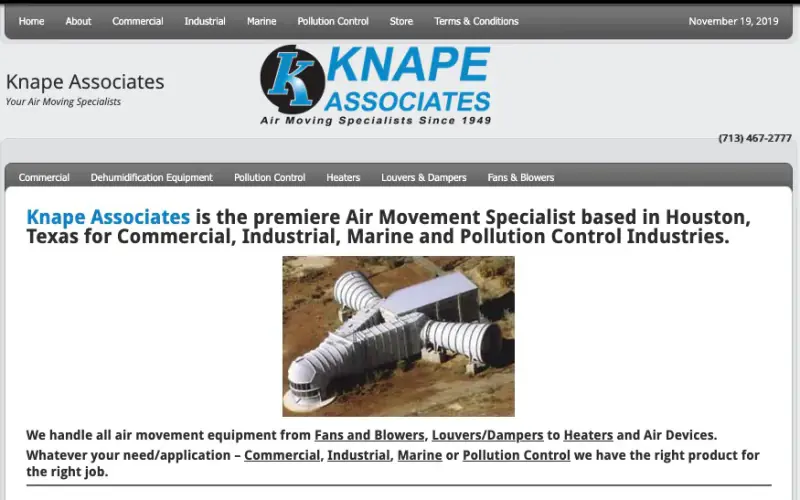 B2B website redesign before: the old homepage of an industrial ventilation supplier