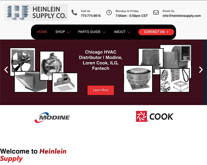 Heinlein Supply new website after redesign