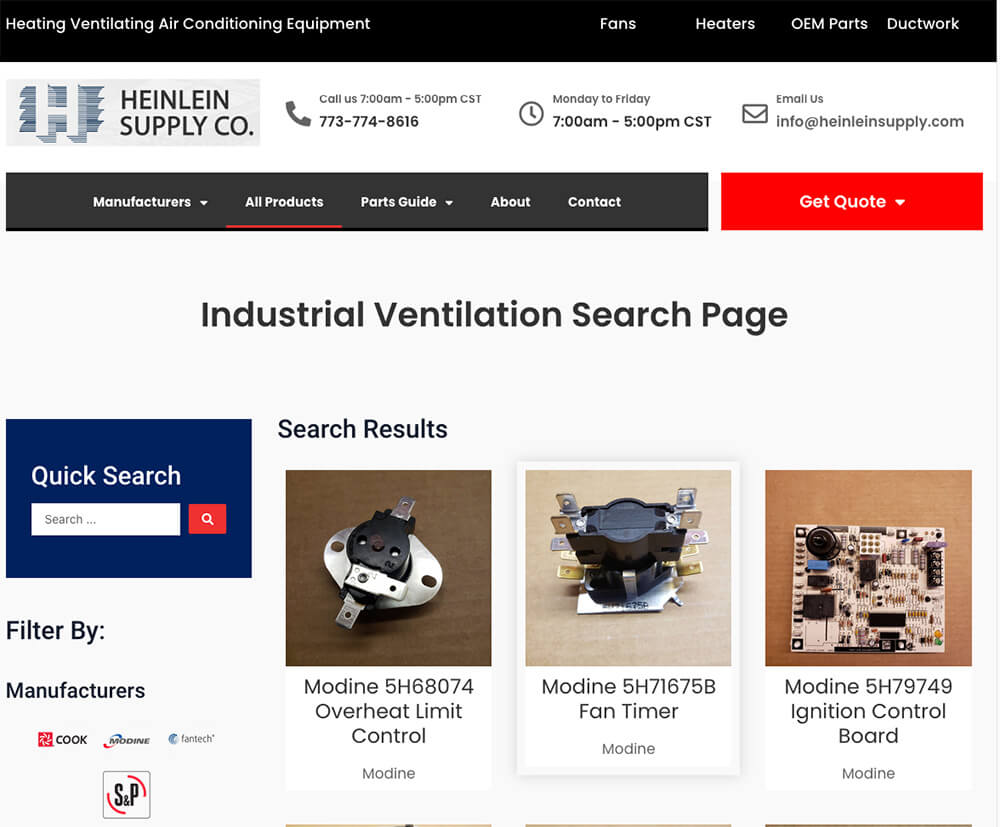 HVAC supplier website case study